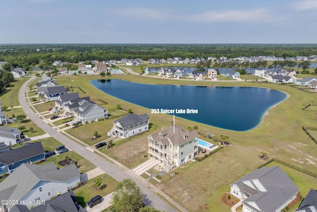 353 Spicer Lake Dr, Holly Ridge, NC 28445 - aerial perspective of suburban area with a nearby body of water