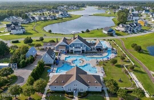 353 Spicer Lake Dr, Holly Ridge, NC 28445 - aerial view of a pool area and a large body of water