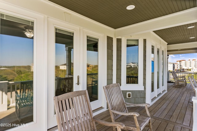wooden terrace with french doors