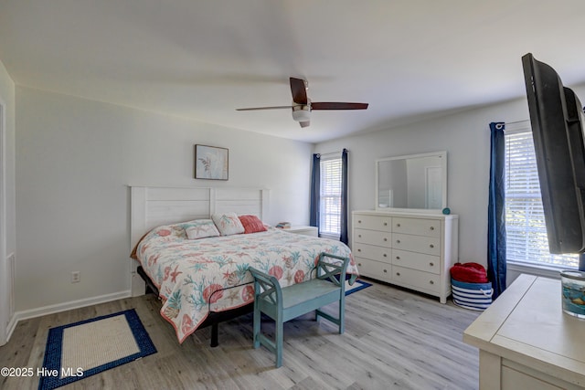138 Cherokee Trl, Wilmington, NC 28409 - bedroom featuring light wood finished floors, a ceiling fan, and baseboards