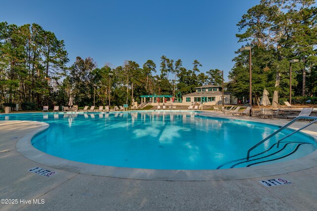 1204 Pine Valley Rd, North Myrtle Beach, SC 29582 - community pool featuring view of scattered trees and a patio