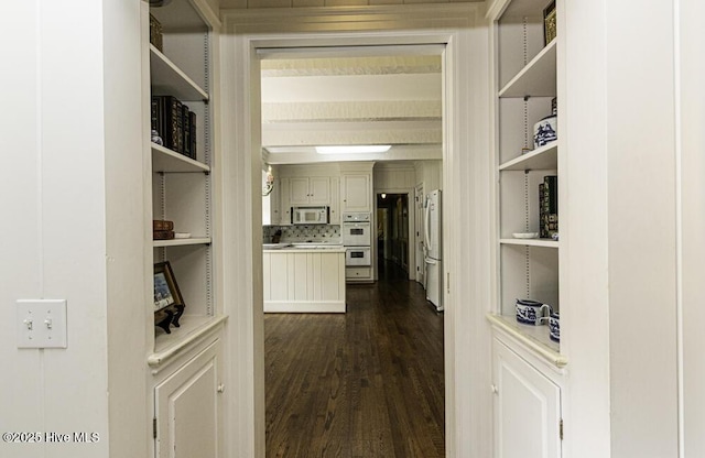 corridor featuring dark wood finished floors