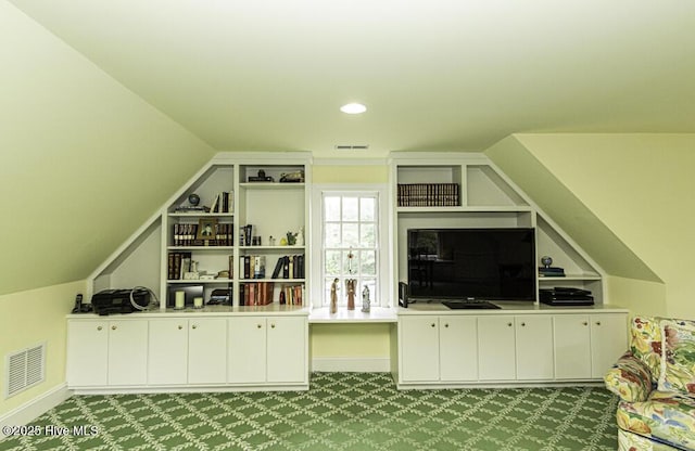 bonus room featuring carpet floors, baseboards, and recessed lighting