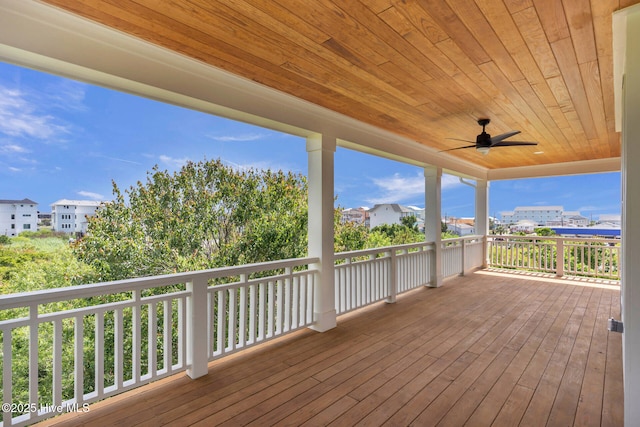 808 S 2nd St, Carolina Beach, NC 28428 - wooden terrace featuring ceiling fan
