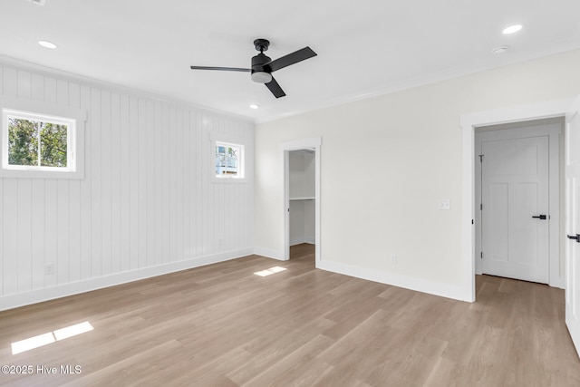 808 S 2nd St, Carolina Beach, NC 28428 - spare room with plenty of natural light, baseboards, light wood-style floors, crown molding, and recessed lighting