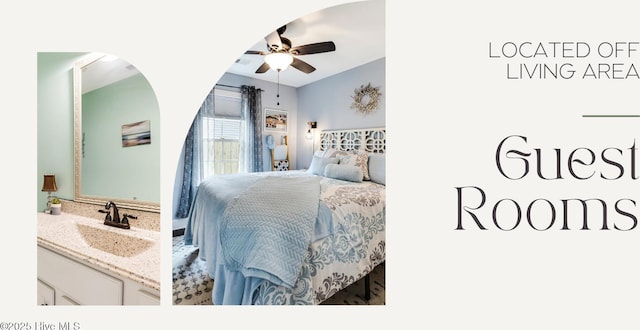 131 NE 33rd St, Oak Island, NC 28465 - bedroom featuring a sink and a ceiling fan