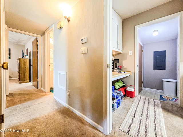 889 NC Highway 37 N, Gates, NC 27937 - hall with electric panel, carpet flooring, and baseboards