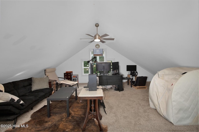 181 Kirkpatrick Ln, Red Springs, NC 28377 - carpeted office with a ceiling fan and lofted ceiling