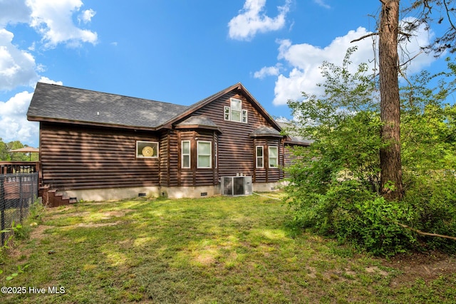 181 Kirkpatrick Ln, Red Springs, NC 28377 - back of property with crawl space, a shingled roof, and cooling unit