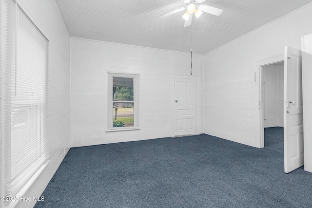 unfurnished bedroom with carpet and ceiling fan
