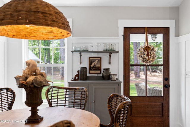 dining room featuring a chandelier