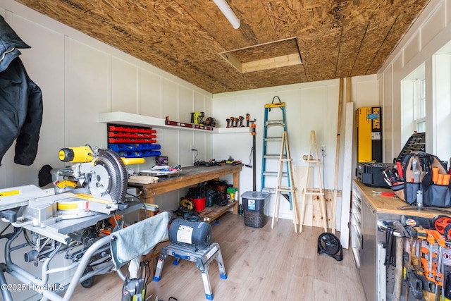 storage featuring attic access