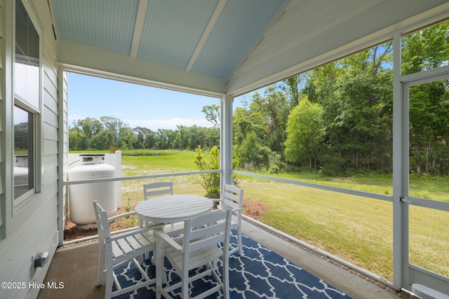 160 Freedom Park Rd, Beaufort, NC 28516 - sunroom with view of wooded area, plenty of natural light, and lofted ceiling
