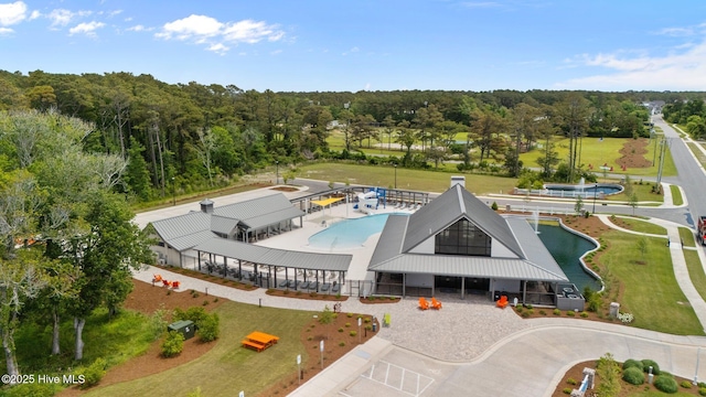 160 Freedom Park Rd, Beaufort, NC 28516 - drone / aerial view of a pool area and a forest