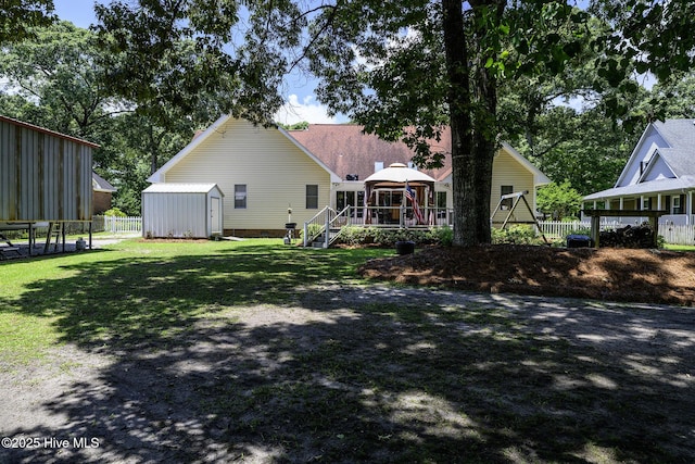 1992 Acorn Dr, New Bern, NC 28562 - back of property featuring a gazebo and a storage unit