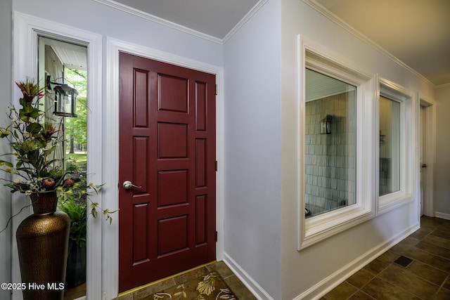 302 Plantation Dr, New Bern, NC 28562 - entrance foyer with baseboards and ornamental molding