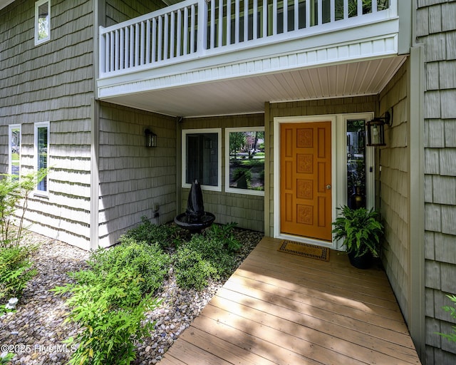 302 Plantation Dr, New Bern, NC 28562 - doorway to property with a balcony