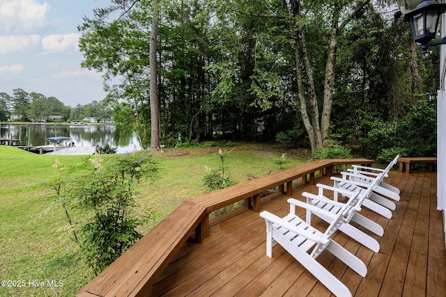 302 Plantation Dr, New Bern, NC 28562 - wooden deck with a water view and a yard