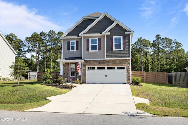 221 Salt Meadow Ln, Newport, NC 28570 - craftsman house featuring a garage, stone siding, and concrete driveway