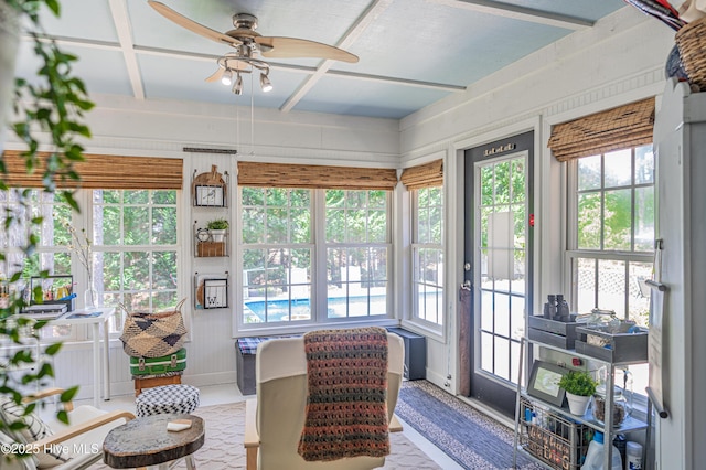 118 Lancashire Ln, West End, NC 27376 - sunroom / solarium with plenty of natural light, coffered ceiling, and baseboards