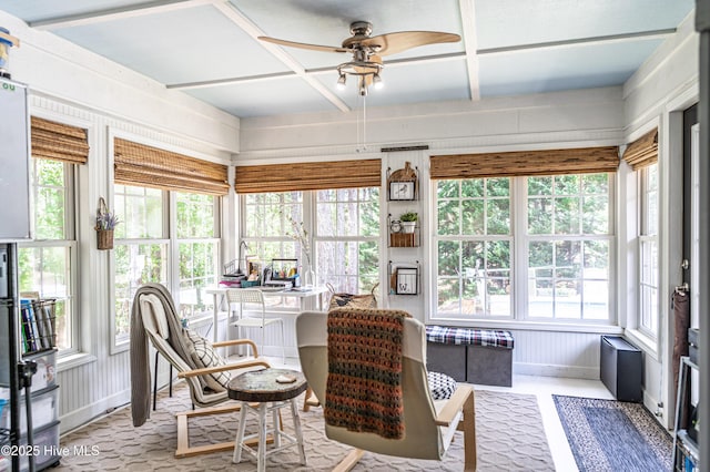 118 Lancashire Ln, West End, NC 27376 - sunroom / solarium featuring plenty of natural light and coffered ceiling