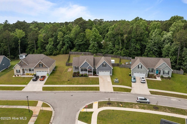 drone / aerial view of a forest
