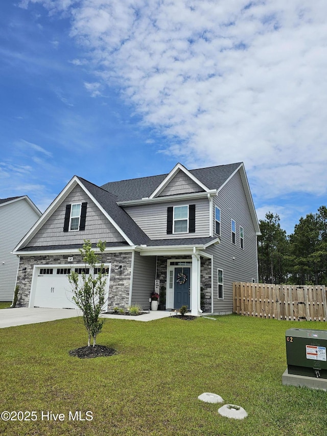 568 Transom Way, Sneads Ferry, NC 28460 - craftsman inspired home with stone siding, concrete driveway, and a porch