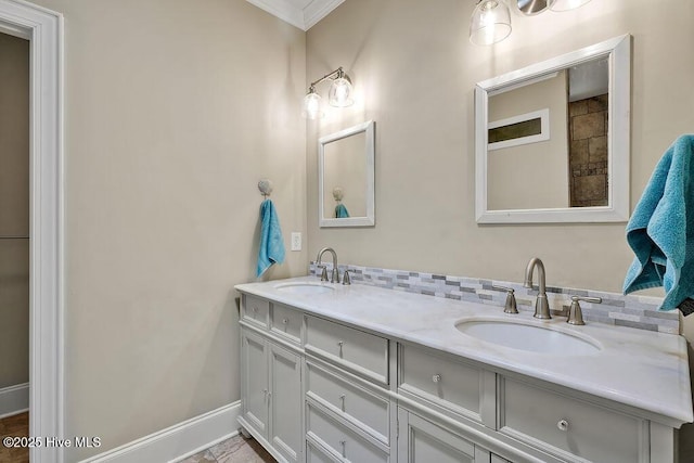 886 Hollybriar Dr SE, Bolivia, NC 28422 - full bathroom with double vanity, baseboards, and crown molding