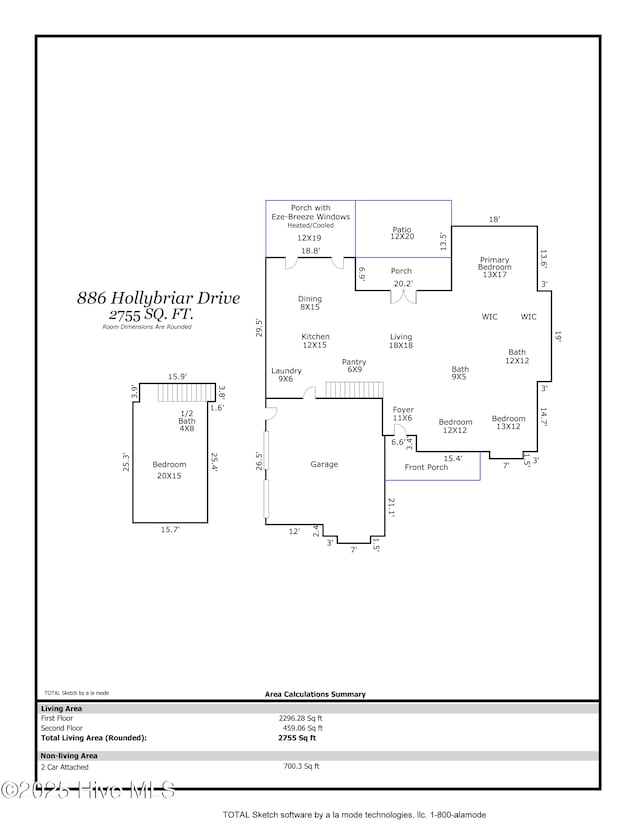886 Hollybriar Dr SE, Bolivia, NC 28422 - room layout