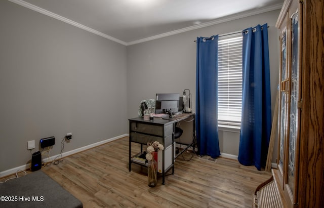 2518 Pilot-Riley Rd, Zebulon, NC 27597 - home office with baseboards, healthy amount of natural light, crown molding, and wood finished floors