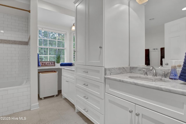 1218 Country Club Rd, Wilmington, NC 28403 - bathroom featuring tile patterned floors, vanity, recessed lighting, and tiled shower / bath