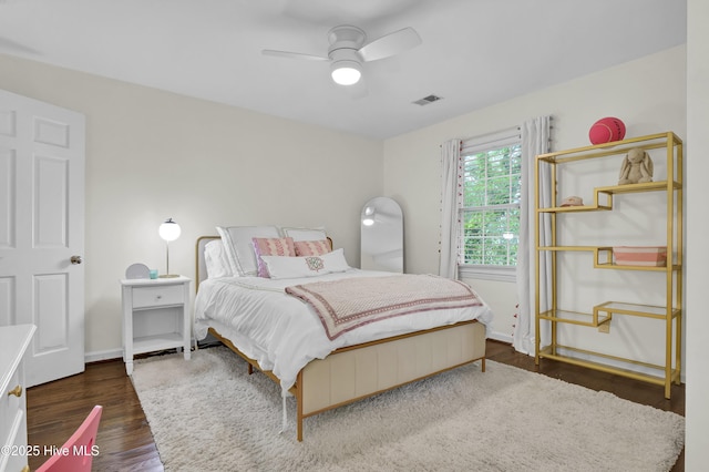 1218 Country Club Rd, Wilmington, NC 28403 - bedroom with wood finished floors, a ceiling fan, and baseboards