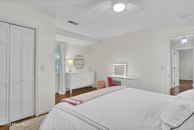 1218 Country Club Rd, Wilmington, NC 28403 - bedroom featuring dark wood-type flooring and a ceiling fan
