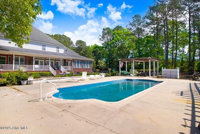 342 Shirley Plantation Dr, Snow Hill, NC 28580 - outdoor pool with a pergola and a patio area