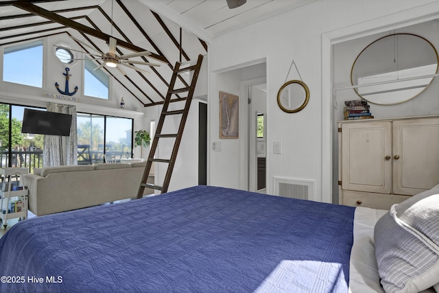 1855 Newkirk Rd, Wilmington, NC 28409 - bedroom featuring high vaulted ceiling
