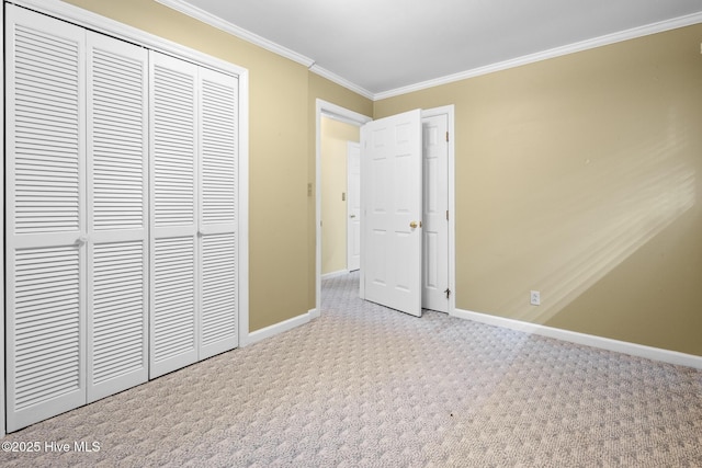 330 Breckenridge Dr, Wilmington, NC 28412 - unfurnished bedroom with baseboards, a closet, carpet flooring, and ornamental molding