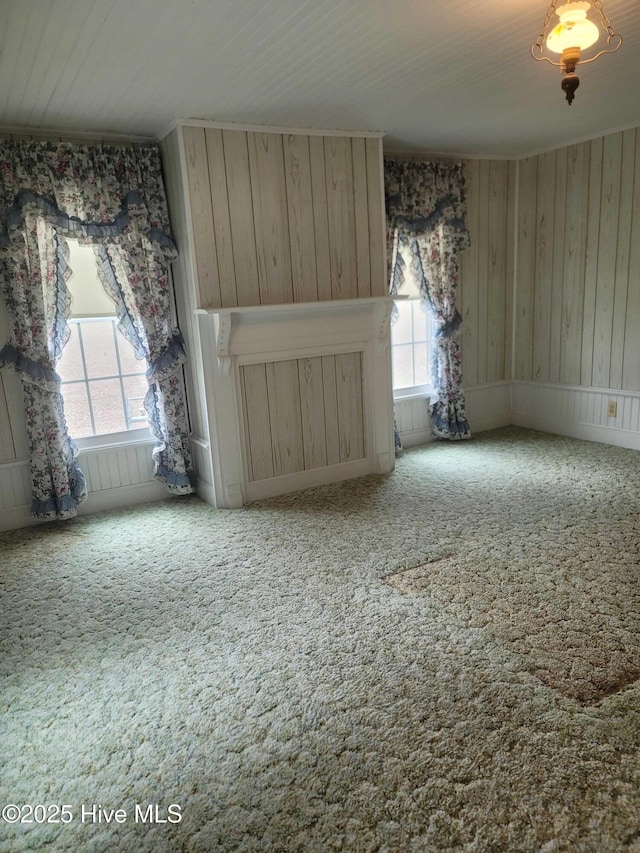 146 Gliden Rd, Hobbsville, NC 27946 - unfurnished living room with carpet flooring and wood walls