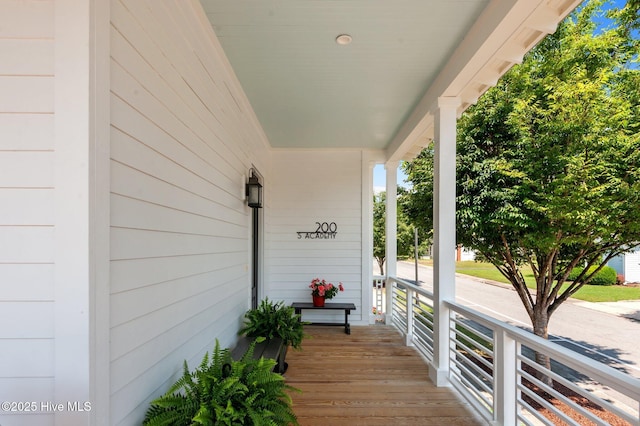 deck featuring a porch