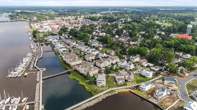 aerial overview of property's location with a nearby body of water