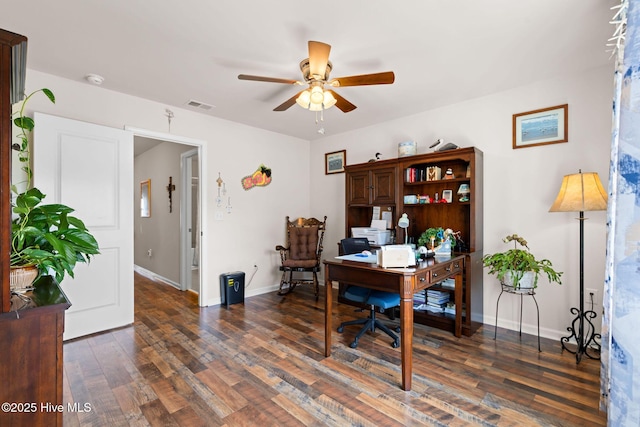 4007 Norseman Loop Unit 5, Southport, NC 28461 - home office with ceiling fan, wood finished floors, and baseboards