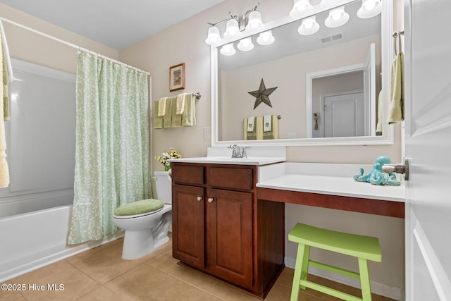 4007 Norseman Loop Unit 5, Southport, NC 28461 - bathroom featuring tile patterned flooring, toilet, vanity, and shower / tub combo with curtain