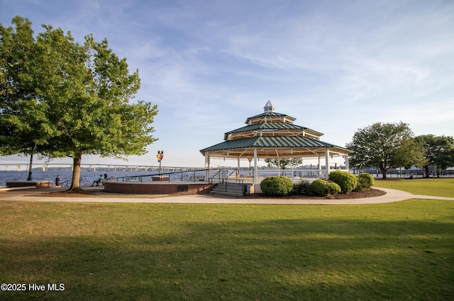 view of home's community featuring a gazebo and a yard