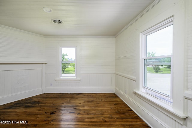 808 Green St, New Bern, NC 28560 - empty room with ornamental molding and dark wood finished floors