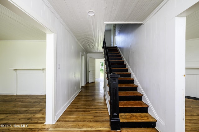808 Green St, New Bern, NC 28560 - stairs with wood finished floors and ornamental molding