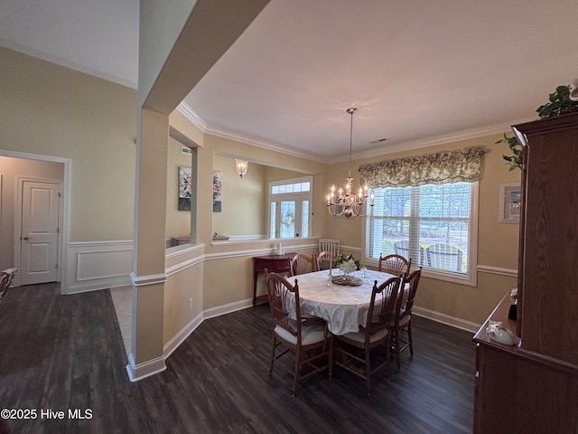 201 Shreveport Ct, Havelock, NC 28532 - dining area featuring wood finished floors, a chandelier, ornamental molding, and baseboards