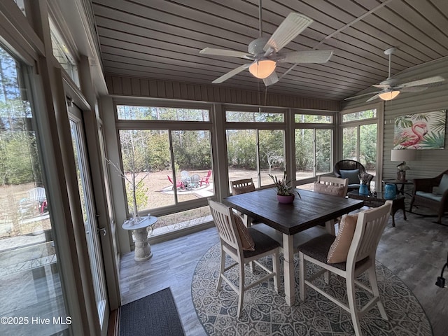 201 Shreveport Ct, Havelock, NC 28532 - sunroom / solarium with a ceiling fan, outdoor dining space, and vaulted ceiling