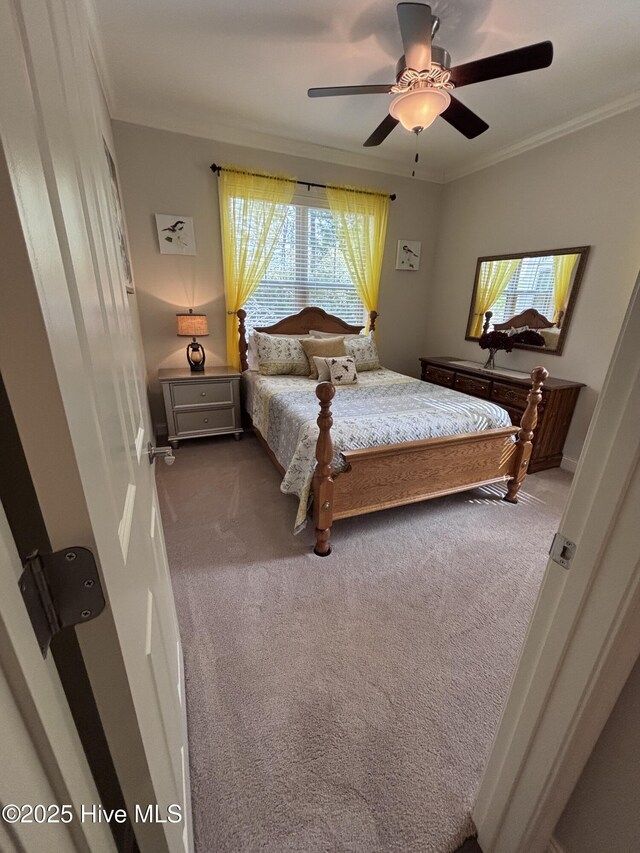 201 Shreveport Ct, Havelock, NC 28532 - carpeted bedroom featuring ornamental molding, a ceiling fan, and baseboards