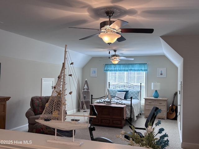 201 Shreveport Ct, Havelock, NC 28532 - carpeted office space with a ceiling fan, vaulted ceiling, and baseboards