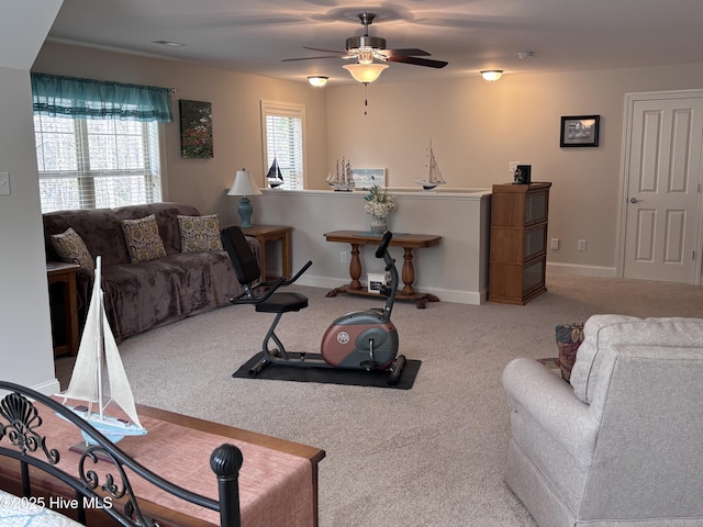 201 Shreveport Ct, Havelock, NC 28532 - carpeted living room with a ceiling fan and baseboards