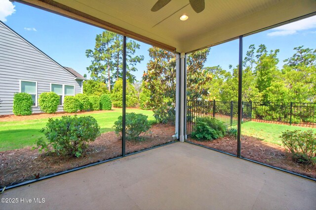 3524 Laughing Gull Ter, Wilmington, NC 28412 - unfurnished sunroom with a ceiling fan